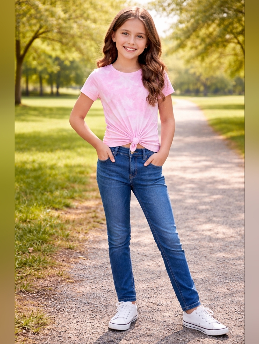 Children’s Place Girls Size 10 Straight Leg Jeans Blue Denim Adjustable Waist St